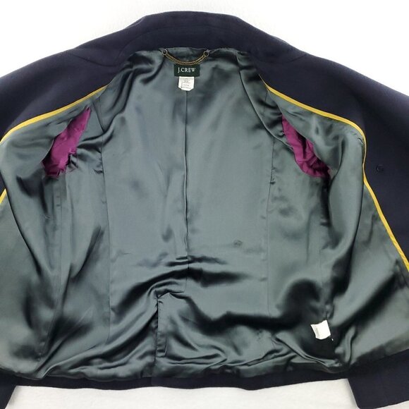 J. Crew 100% Wool Pea Coat Double Breasted 4 Button Navy Women's P8 (Petite 8) - Picture 2 of 16
